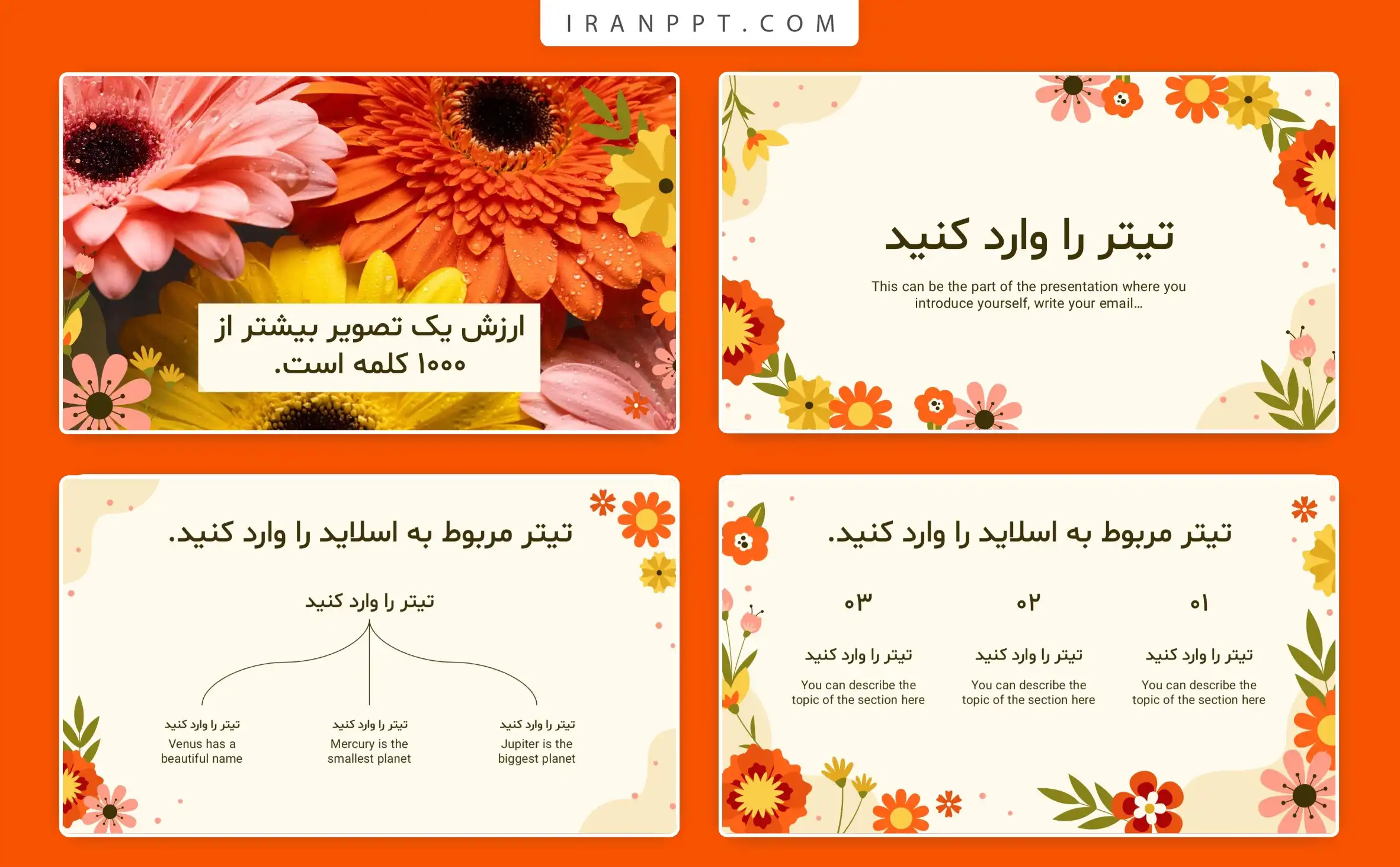 قالب پاورپوینت گل ها